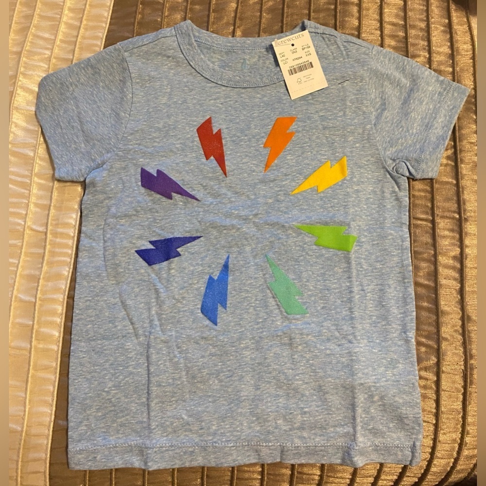 Crewcuts by J. Crew - NEW - Kids' rainbow lightning T-shirt. Blue. XXS (2-3)